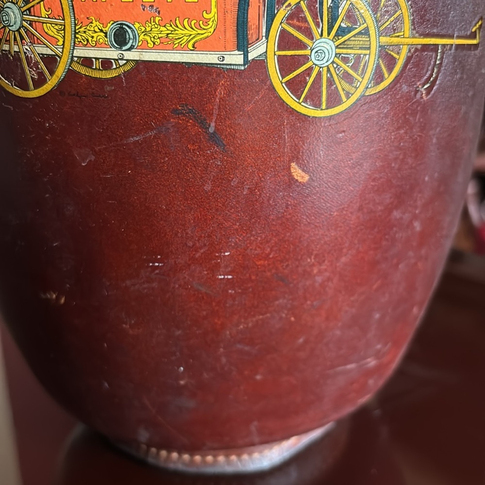 1950s Loyal Papeete leather Fire Bucket Ice Bucket - Picture 9 of 13